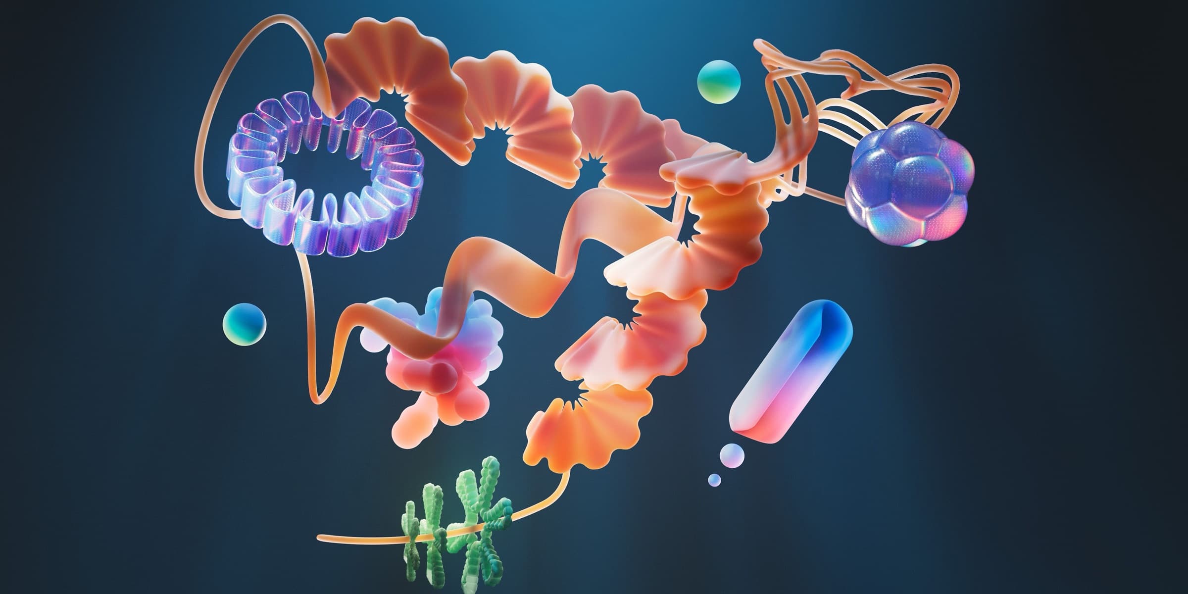 Molecular structure illustration on a dark background